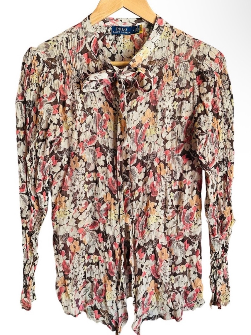 Polo Ralph Lauren Floral Button-Down Blouse Crinkle 6